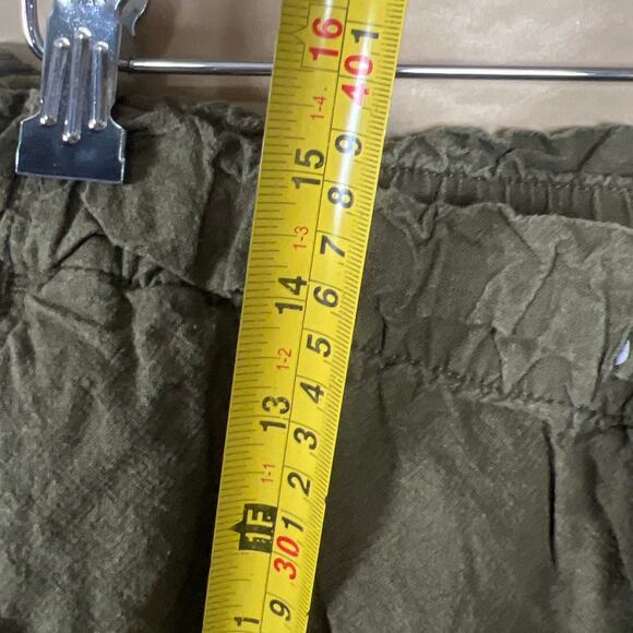 Uniqlo Large 30 Linen/Cotton Green Shorts Elastic Waist - Picture 4 of 6